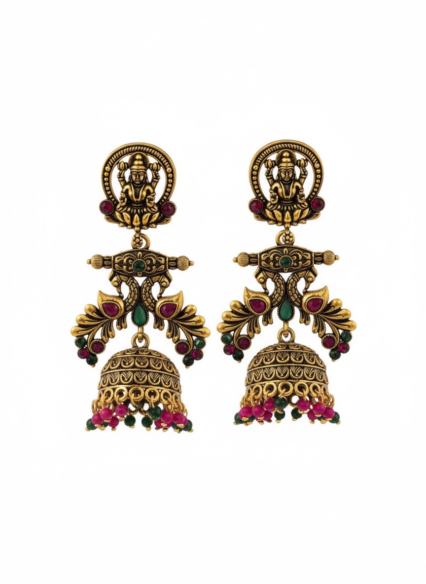 Temple Jhumka earrings