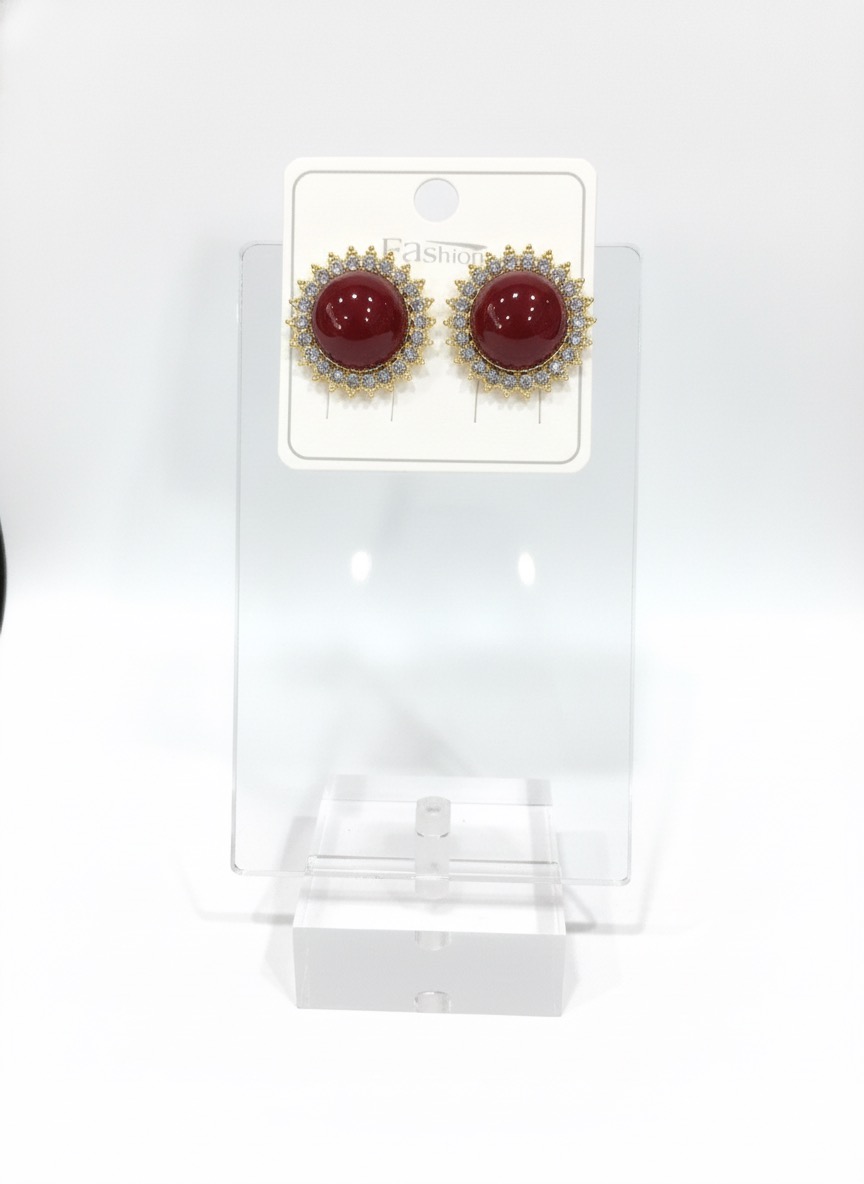 "Regal Ruby & Rhinestone Studs"